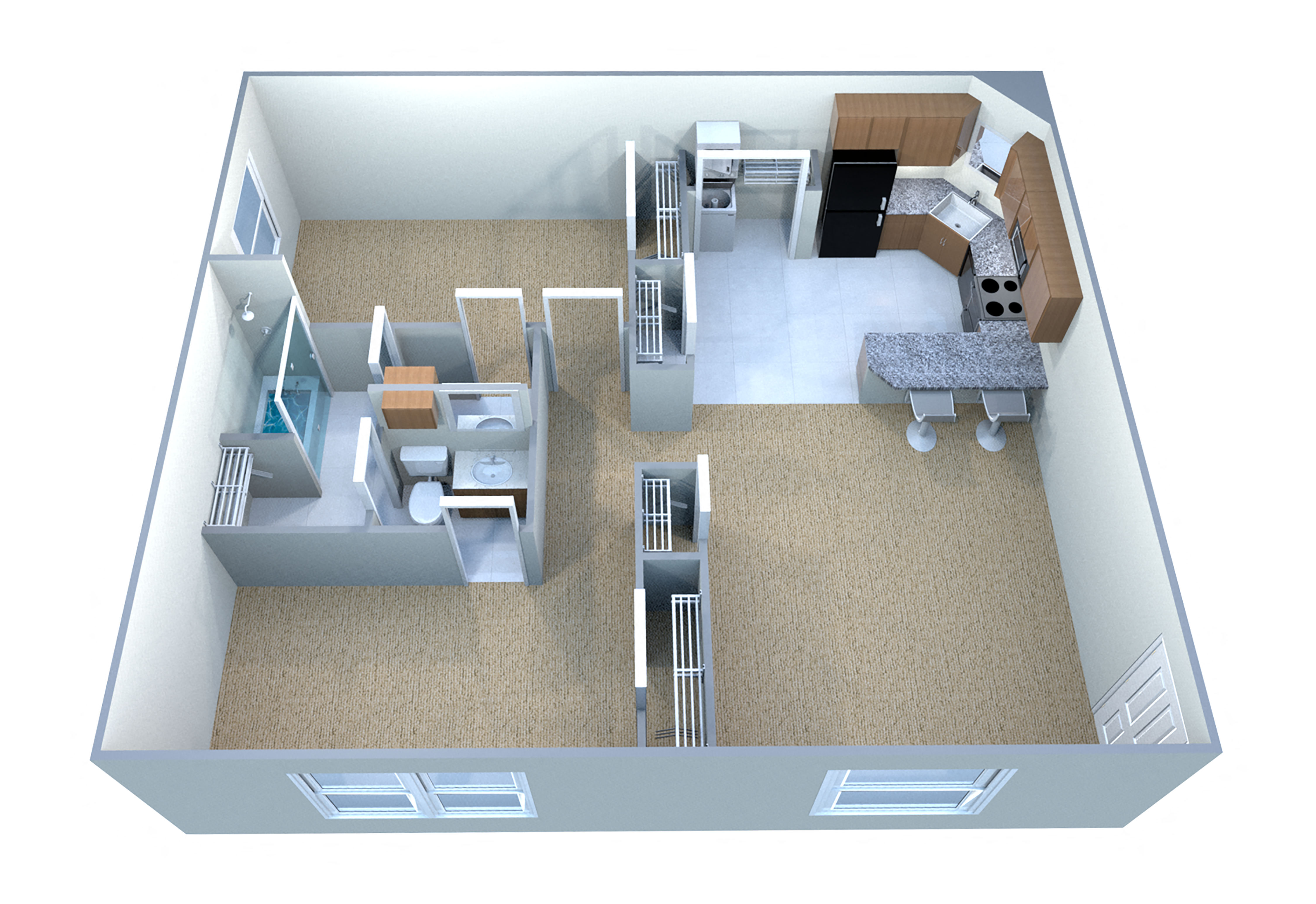 Floor plan for 2 beds, 1.5 baths, 915 sqft
